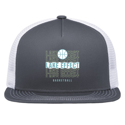 lake-effect-legends-echo-highlight-pacific-headwear-d-series-5-panel-trucker-snapback-cap — Graphite/White — Front — source sha256 02059a5a80a7b902cdaa0a68e3771a6cfd14ee7a0f3cbde8ba38603291b45da6 — Color position 4