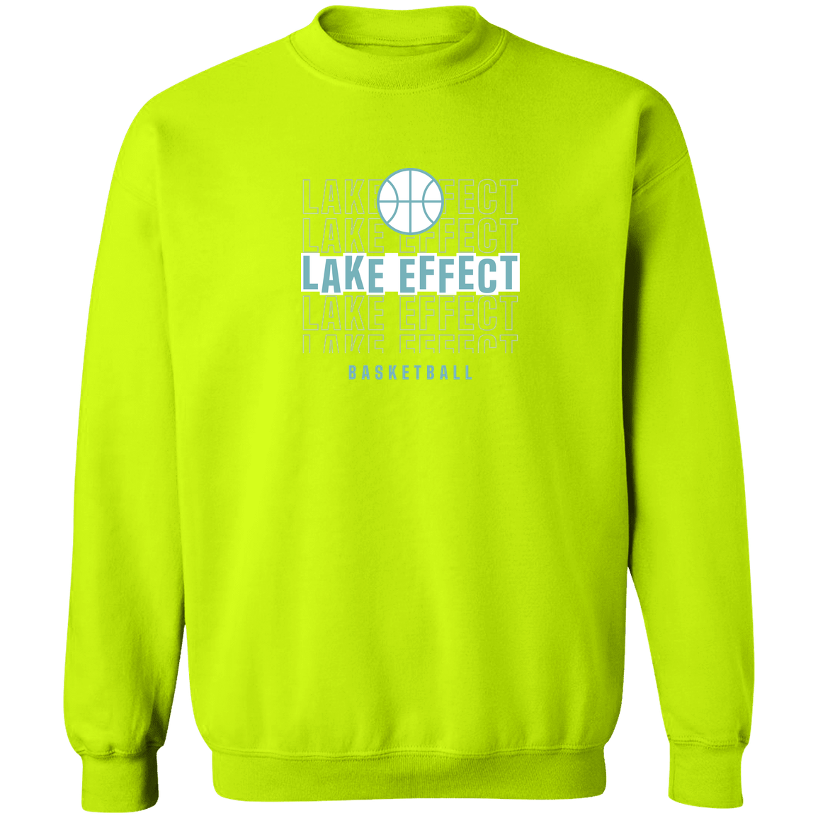 lake-effect-legends-echo-highlight-gildan-crewneck-pullover-sweatshirt — Safety Green — Front — source sha256 c49f931202ebdb8a6f098a10fb48f7bb371be67ffc205a10b9de2ac129a3d400 — Color position 8