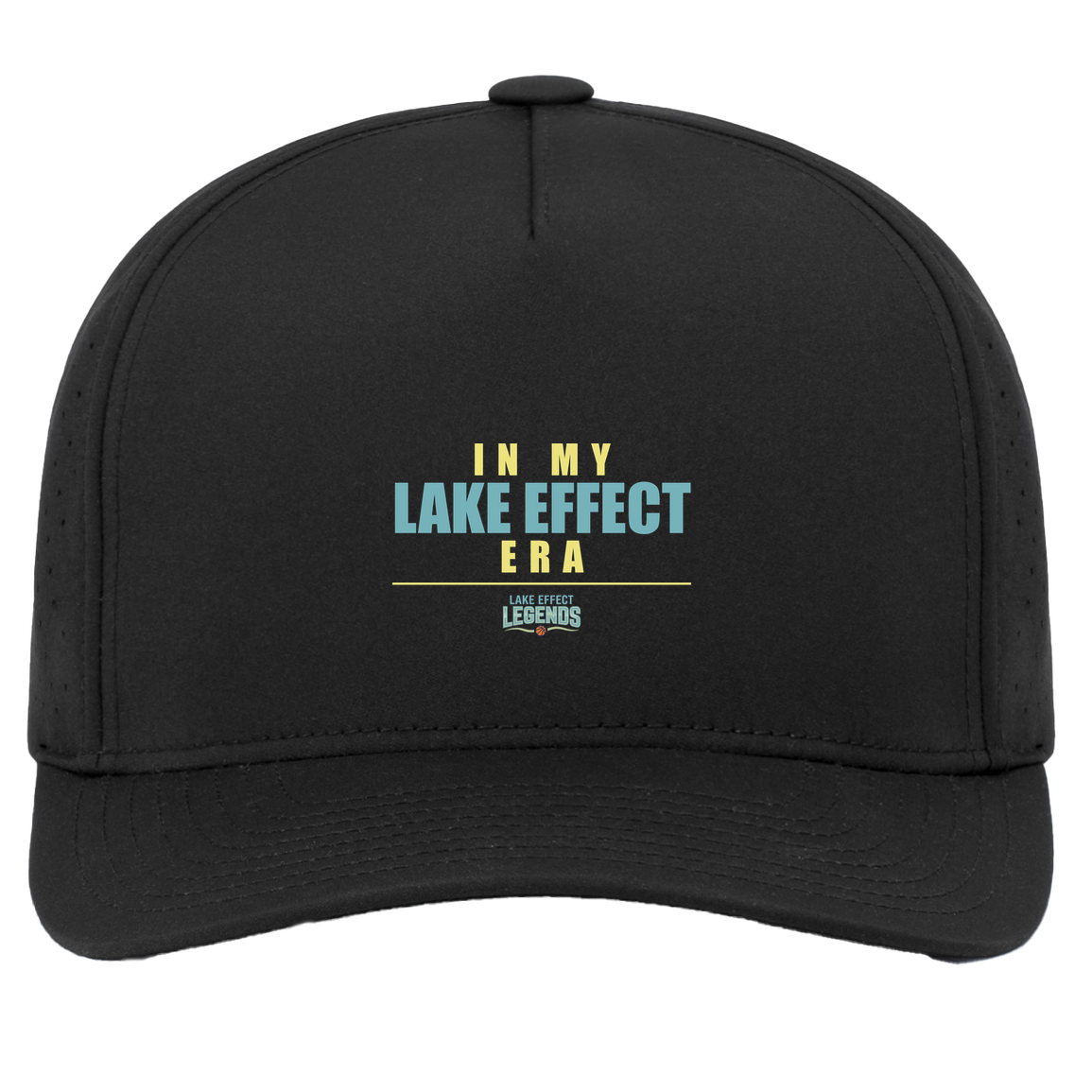 lake-effect-legends-era-stack-pacific-headwear-weekender-perforated-snapback-cap — Black — Front — source sha256 02dc7a66ae0819afaf15f0c400738337abaf480f9b8731ad72d21781d1a0b794 — Color position 2