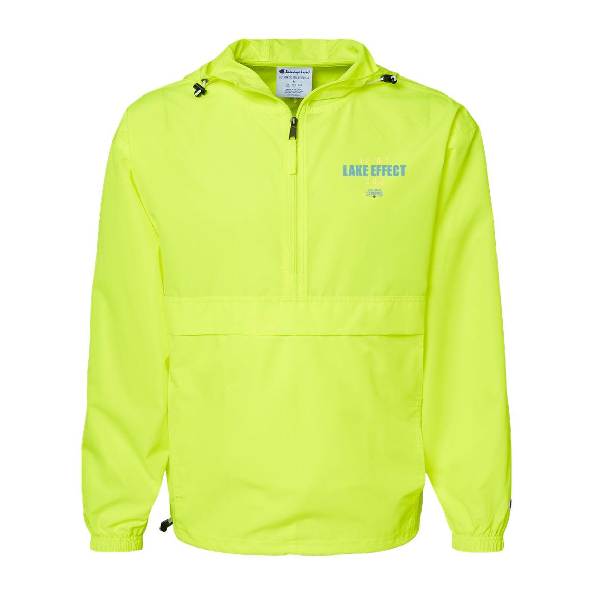 lake-effect-legends-era-stack-champion-unisex-packable-anorak-jacket — Safety Green — Front — source sha256 3f6ddbb0a1dd2c4cc4f9f9003ea1cb1dd1d378f5f35234b7ec52bc4c54436cde — Color position 3