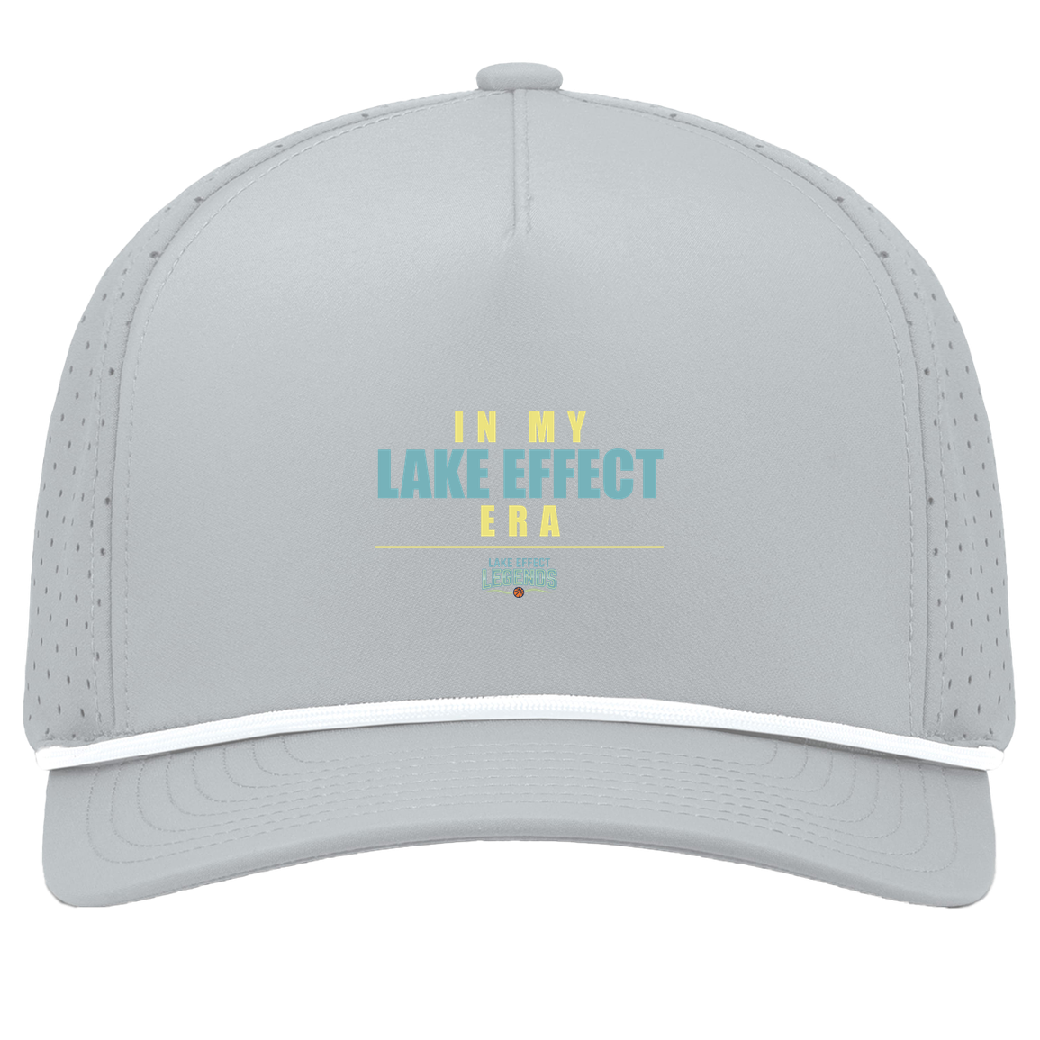 lake-effect-legends-era-stack-pacific-headwear-weekender-perforated-snapback-cap — Silver/White — Front — source sha256 6323fc47096c7b4a365d64f40e6fa1e6ed84d1cb41de36a5864225b3a9923f22 — Color position 5