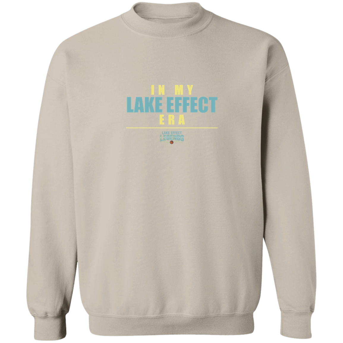 lake-effect-legends-era-stack-gildan-crewneck-pullover-sweatshirt — Sand — Front — source sha256 69a8b9c9914db71ba6b489259890101e67a618531c3912833f526ba04414a459 — Color position 5