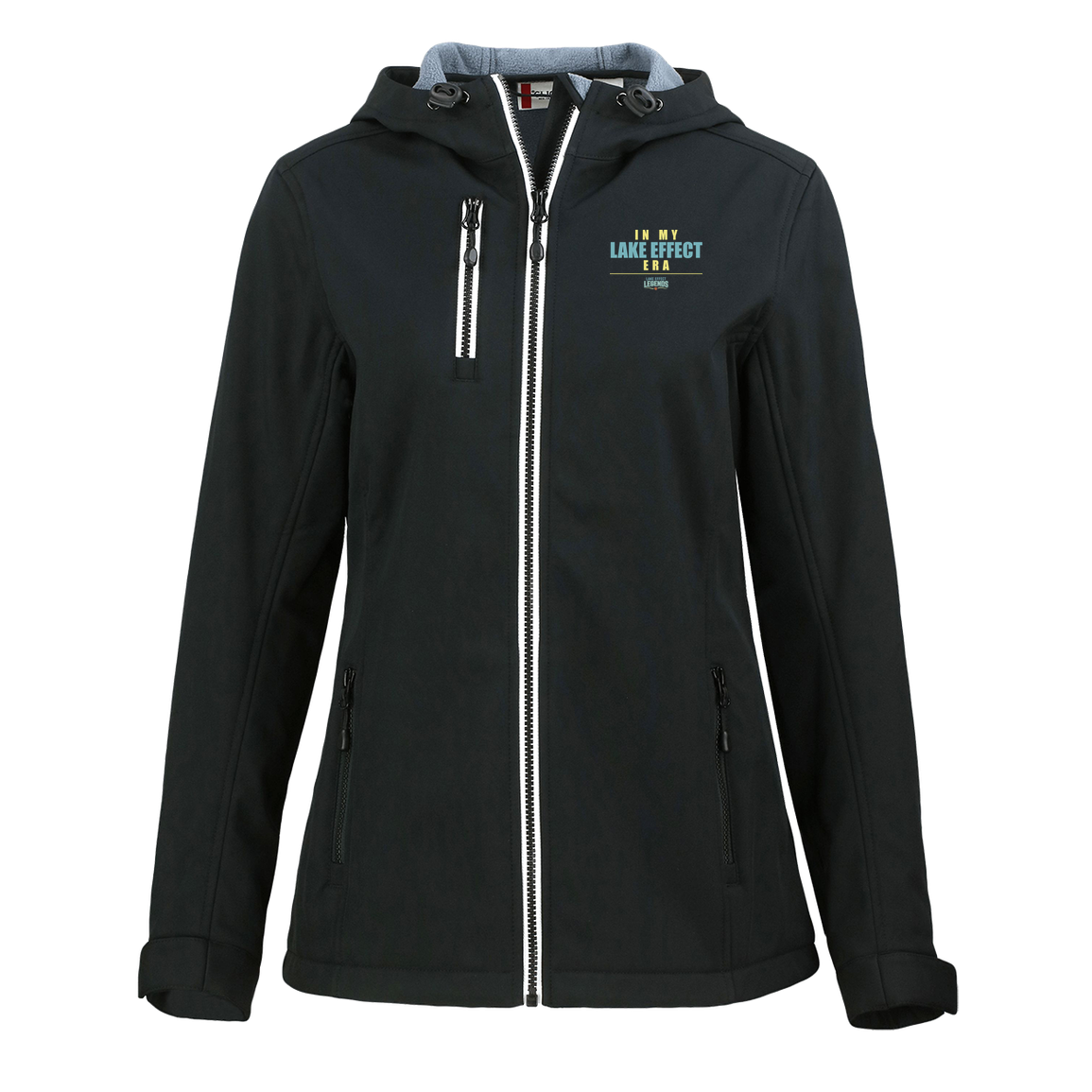 lake-effect-legends-era-stack-clique-womens-eco-stretch-softshell-jacket — Black — Front — source sha256 726b9e191b78124337dae7133b720c5505b67edeb13298f5ba362f79b018efa9 — Color position 1