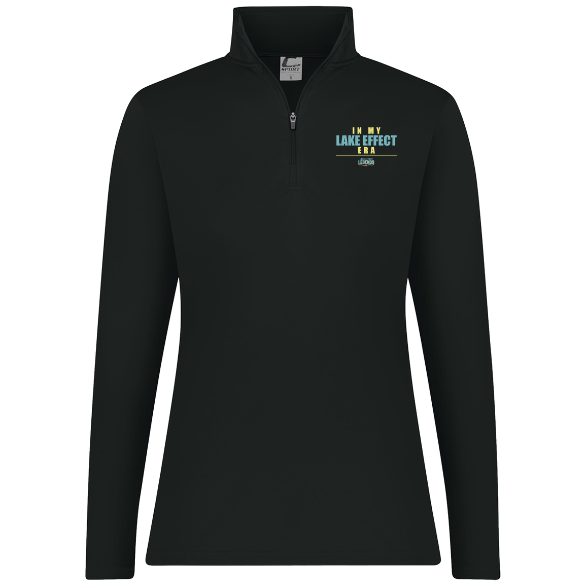 lake-effect-legends-era-stack-c2-womens-1-4-zip-pullover — Black — Front — source sha256 76e40265890c12c64936bffa665833001868a278ebc1c69754240cfff542acff — Color position 1