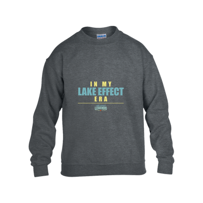 lake-effect-legends-era-stack-gildan-kids-heavy-blend-fleece-crew — Dark Heather — Front — source sha256 83cebe261bc3c914e77e515e8835715a1216c4e02abd2efdfceb4508853c3b17 — Color position 2