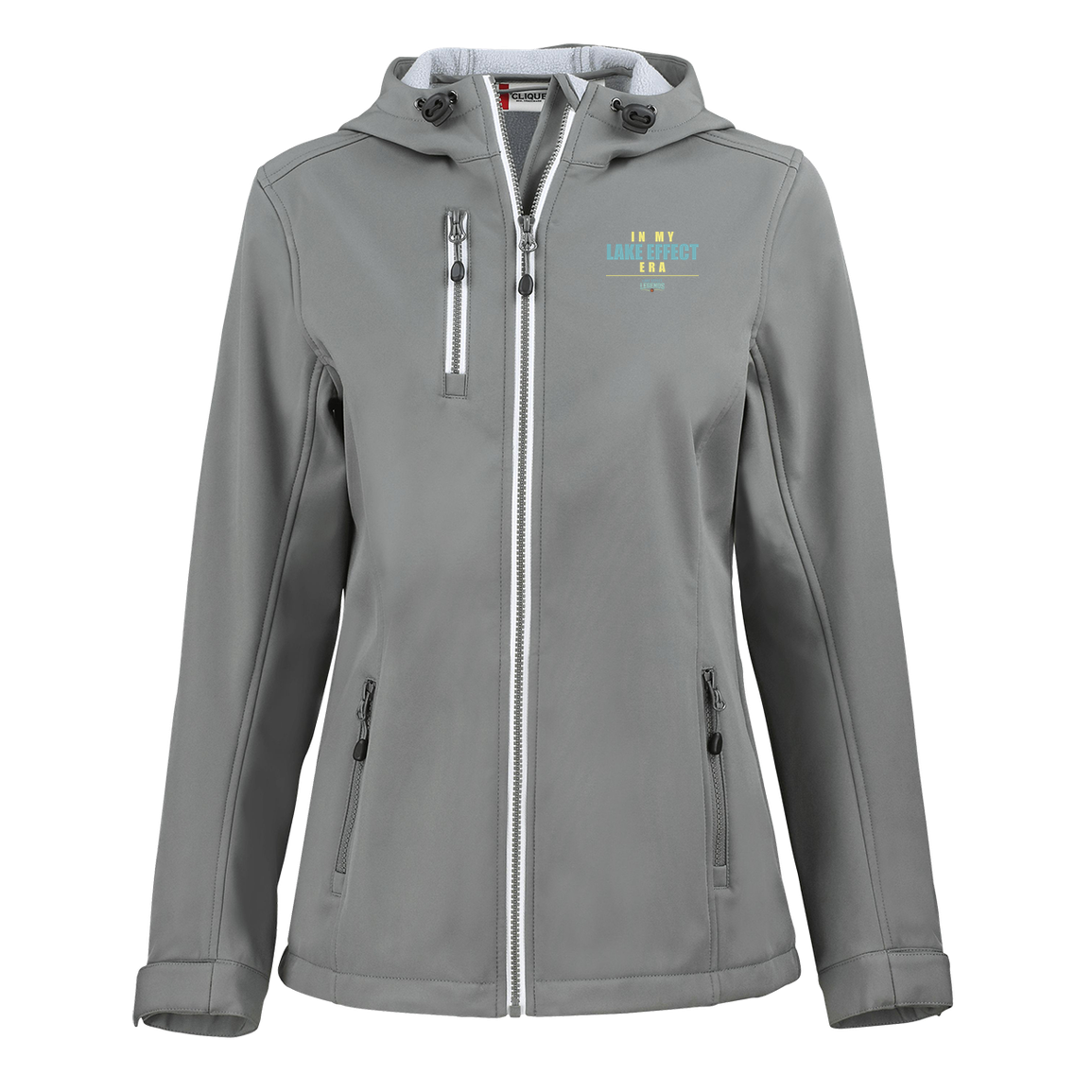 lake-effect-legends-era-stack-clique-womens-eco-stretch-softshell-jacket — Slate — Front — source sha256 9461f2f71a70c5b772c91147ce9bafa163a6fb2d49ae4cce9a60eabab1a534c2 — Color position 2