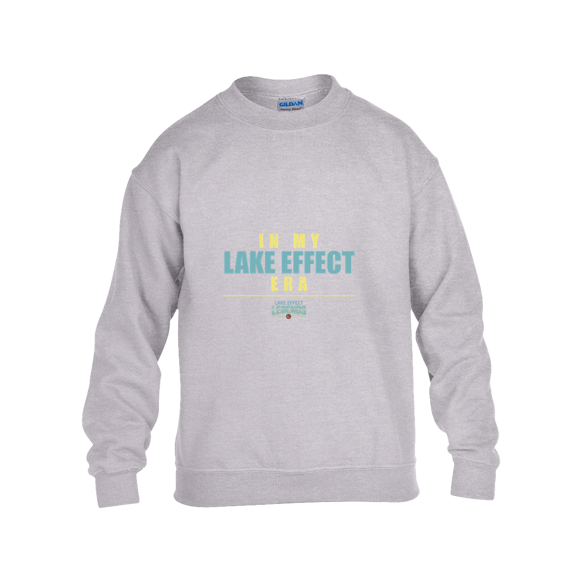 lake-effect-legends-era-stack-gildan-kids-heavy-blend-fleece-crew — Grey — Front — source sha256 bda9e8c43b0ed5a86fe4054216662580e75cb6fe03d61f2b1f910946d795a008 — Color position 3