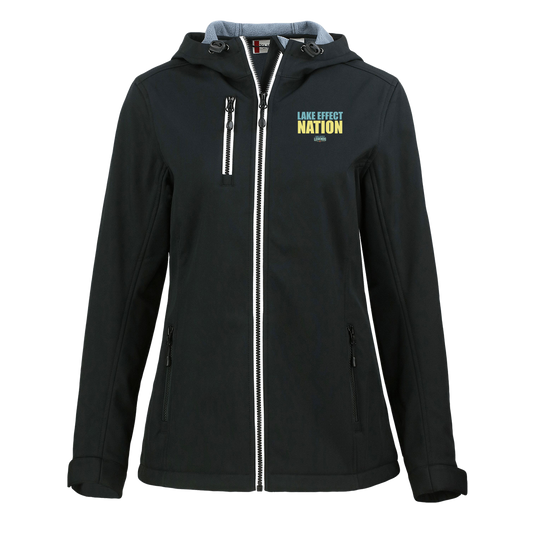 lake-effect-legends-hoops-nation-clique-womens-eco-stretch-softshell-jacket — Black — Front — source sha256 373370c7b0a24b21fa54f68749b5e4974ea2803d1384e77d5dcd0f947013dd06 — Color position 1