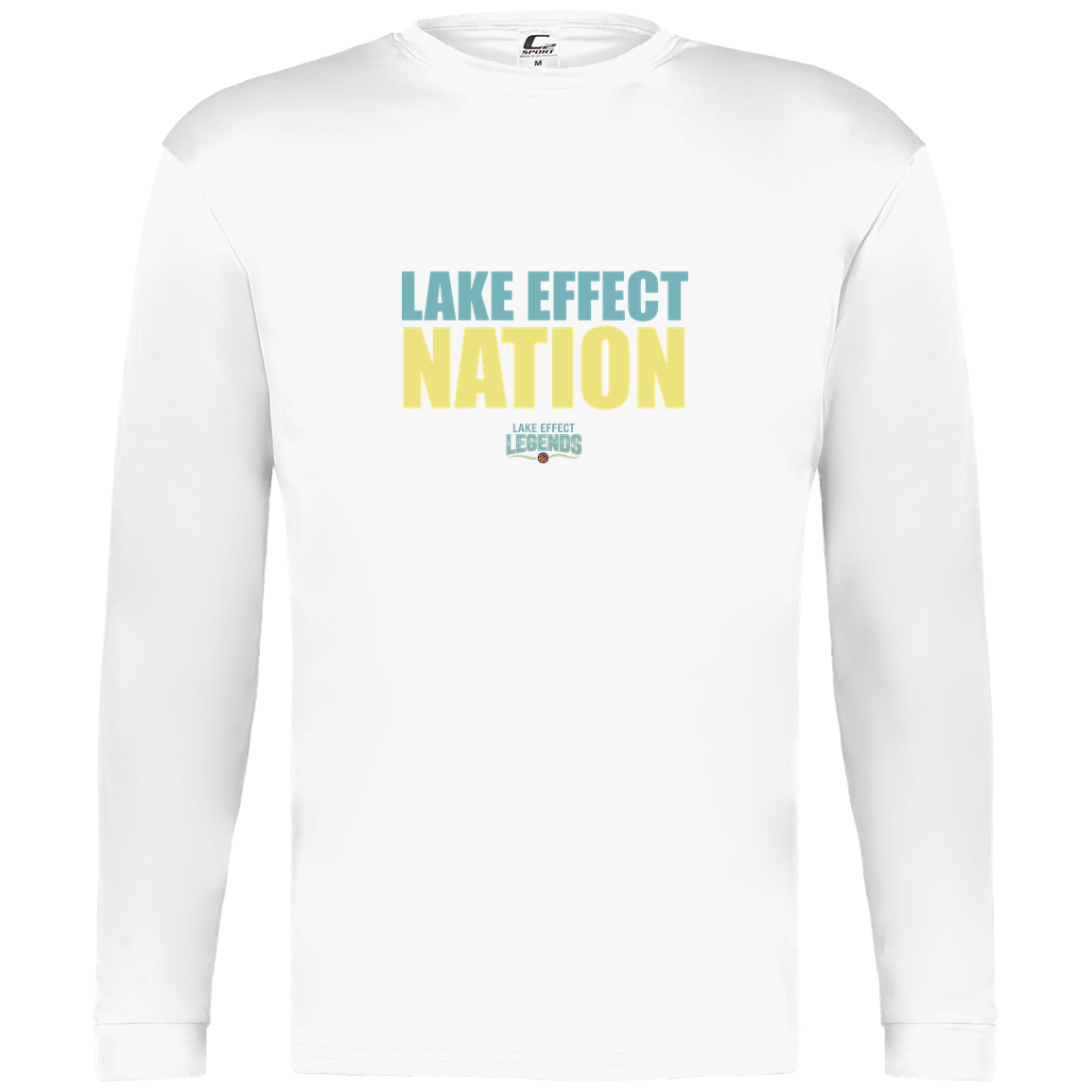 lake-effect-legends-hoops-nation-c2-mens-performance-long-sleeve-tee — White — Front — source sha256 5ce2e128cead2a726cce5e8601358329839e85a962d7fd59b29c6b6873d7367f — Color position 4