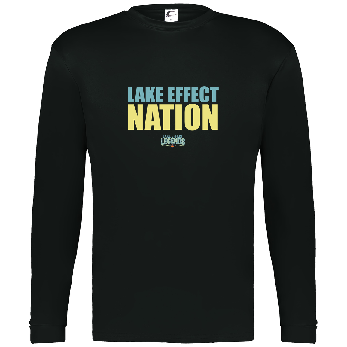lake-effect-legends-hoops-nation-c2-mens-performance-long-sleeve-tee — Black — Front — source sha256 65f4ce14aabf13959ffa7a6caaf10b16b0a14dd3e443dcdbb7d1b405060ca645 — Color position 1