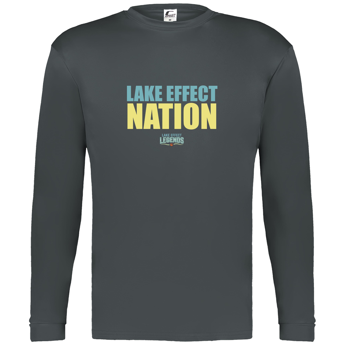 lake-effect-legends-hoops-nation-c2-mens-performance-long-sleeve-tee — Graphite — Front — source sha256 8085cc8c6680bf131e90ae0d79e5a732e7641d953e193118d853f4470ed34455 — Color position 2