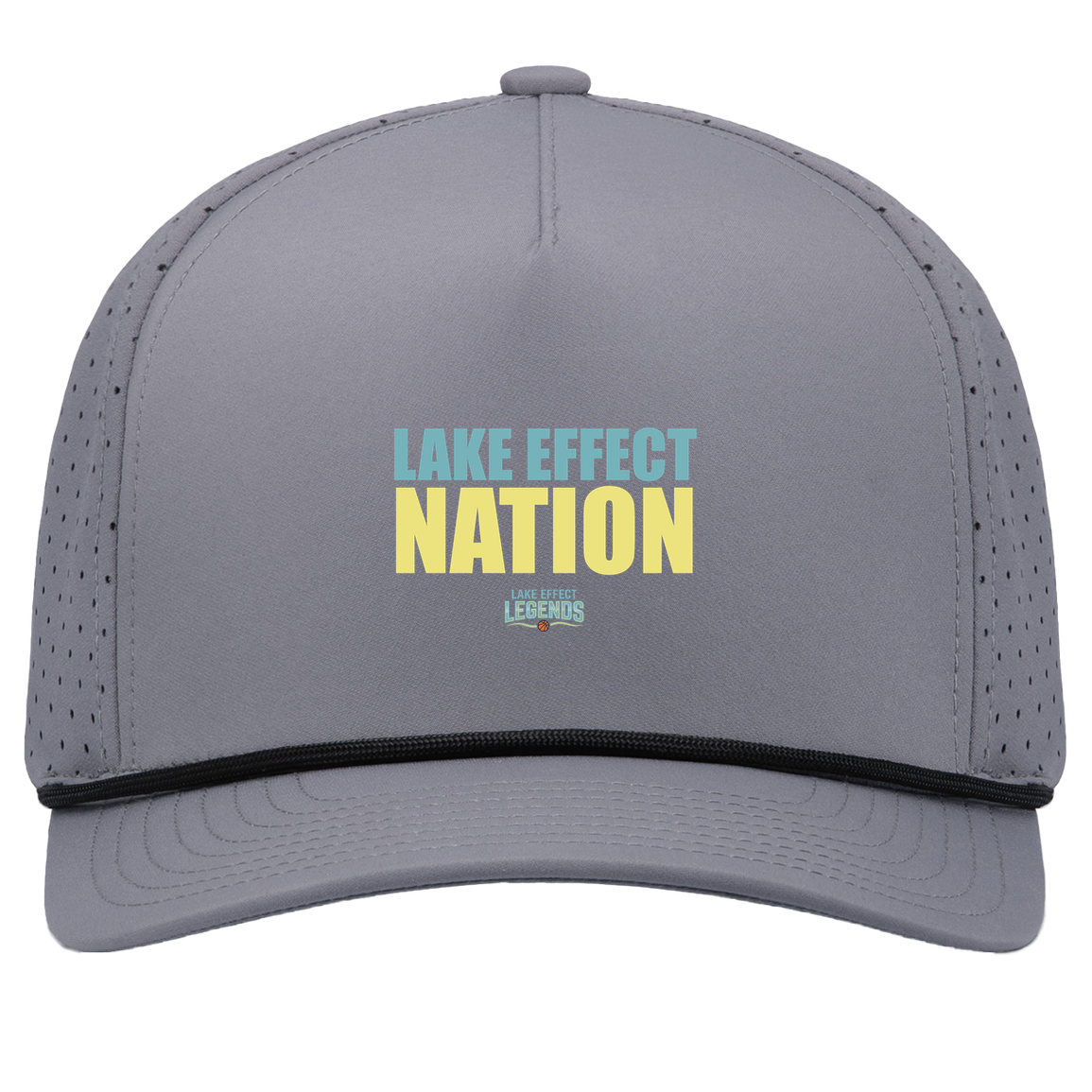 lake-effect-legends-hoops-nation-pacific-headwear-weekender-perforated-snapback-cap — Graphite/Black — Front — source sha256 9208b27cd57ecb245d61707519c9d5334df8927753d5b7cefd71e9e58deb3307 — Color position 3