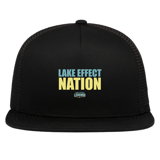 lake-effect-legends-hoops-nation-pacific-headwear-d-series-5-panel-trucker-snapback-cap — Black — Front — source sha256 9a02a3bba340a7c53e0a47174e9330ac905956f765624fb6adaf47cc974199e2 — Color position 1