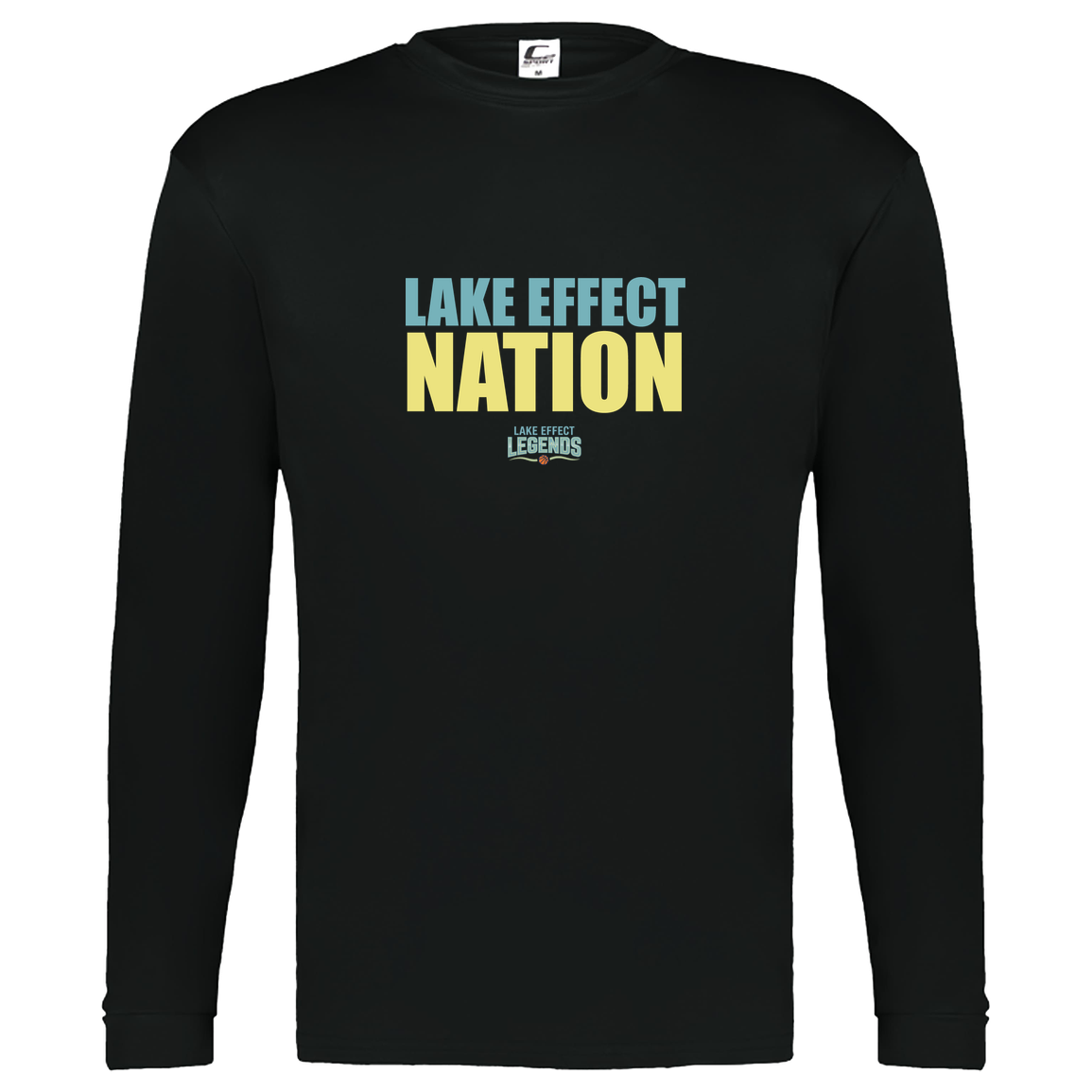 lake-effect-legends-hoops-nation-c2-kids-performance-long-sleeve-tee — Black — Front — source sha256 be04233e012eee48601b390bf29c9263aafef5943a02c13e2378901ed5fa8d7b — Color position 1