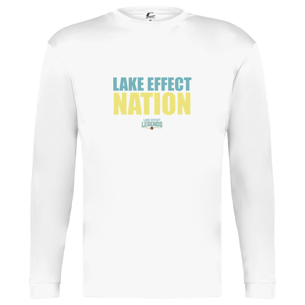 lake-effect-legends-hoops-nation-c2-kids-performance-long-sleeve-tee — White — Front — source sha256 d1a90858e79e414ac13ba69078d7754ece20f37e5b998e17deddbbcff240b35b — Color position 4