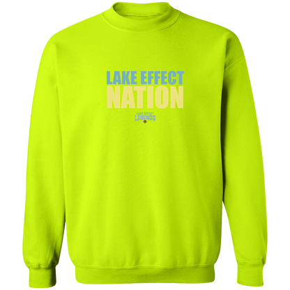 lake-effect-legends-hoops-nation-gildan-crewneck-pullover-sweatshirt — Safety Green — Front — source sha256 eef00410cc73633c8661834317b2f35d4487ccb7f576667e6dec2bbdc3cdbe8e — Color position 8
