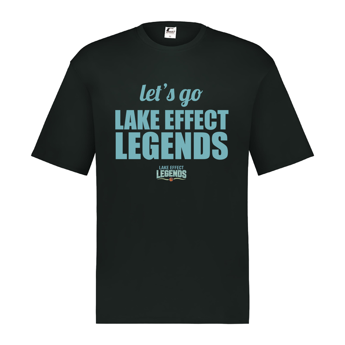 lake-effect-legends-let-s-go-c2-mens-performance-short-sleeve-tee — Black — Front — source sha256 08750d74d377791cee95b7d889ae5a520a96a0bbb3e43537b9e062aa9a182307 — Color position 1