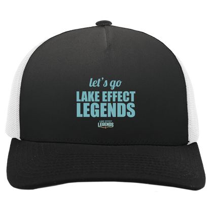 lake-effect-legends-let-s-go-pacific-headwear-5-panel-trucker-snapback-cap — Black/White — Front — source sha256 0f5cf1813e0a79542e3528f7c0bdd42d308105eff24bdc612fdce19737553d8a — Color position 4