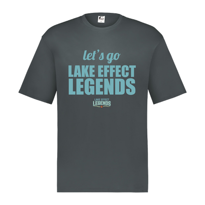 lake-effect-legends-let-s-go-c2-mens-performance-short-sleeve-tee — Graphite — Front — source sha256 12b77a686999ead6c47eebd0902a800c25a439f13c42110fae34c31c50c97417 — Color position 2