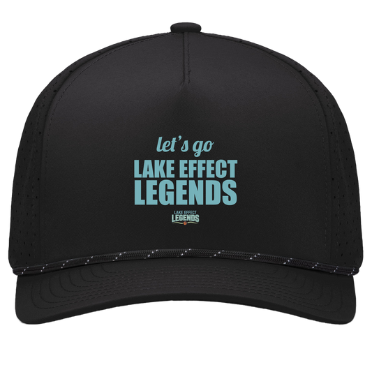 lake-effect-legends-let-s-go-pacific-headwear-weekender-perforated-snapback-cap — Black/Black — Front — source sha256 6605d3f424549284949a48dc538c19ba589abf051b32a5b3fc47a077ac9e380a — Color position 1