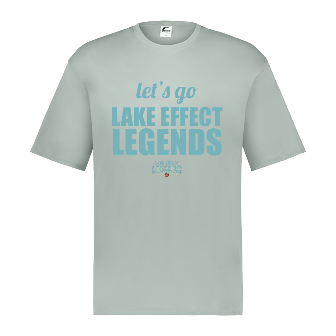 lake-effect-legends-let-s-go-c2-mens-performance-short-sleeve-tee — Silver — Front — source sha256 671c861605e730c3078c4b38bebd707ba94f89a4b29e80213e58b88cf68616f3 — Color position 3