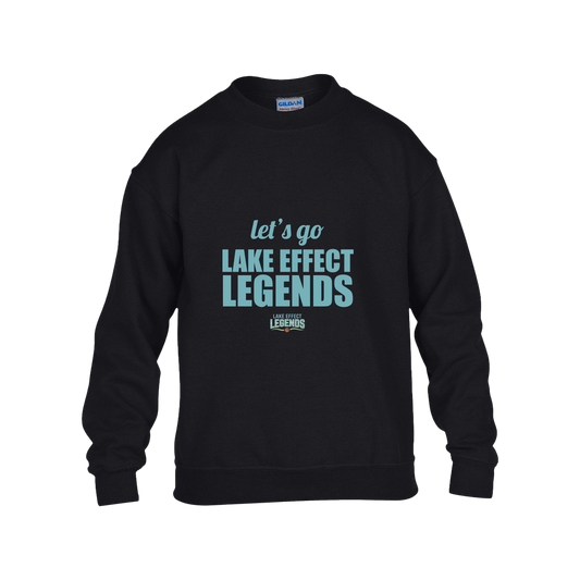 lake-effect-legends-let-s-go-gildan-kids-heavy-blend-fleece-crew — Black — Front — source sha256 6857139328ca15075b551202bdafea801a36058402eaf5c02b46e3dff23dcd64 — Color position 1