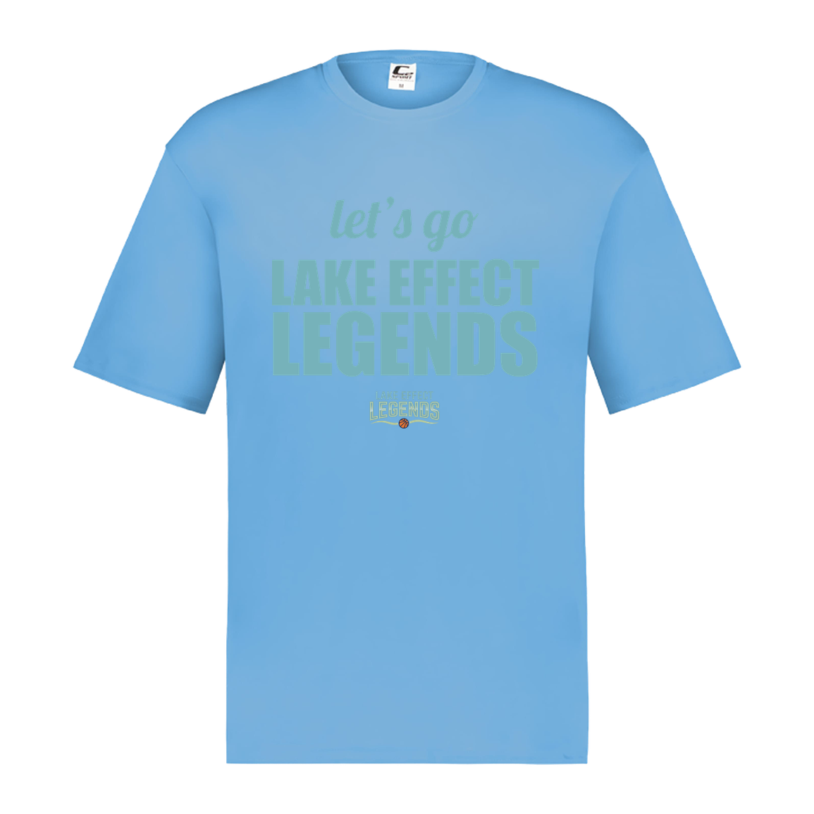 lake-effect-legends-let-s-go-c2-mens-performance-short-sleeve-tee — Columbia Blue — Front — source sha256 6f805c7401944277d9e7e76752cf3fa94a530badd4ba9a35a3cbc65a190e83fb — Color position 5