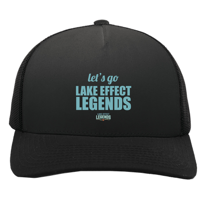 lake-effect-legends-let-s-go-pacific-headwear-5-panel-trucker-snapback-cap — Black/Black — Front — source sha256 a80e7da398af1484c95b01e16d975b025260fda414eac921fd84e9b7ade60e90 — Color position 3