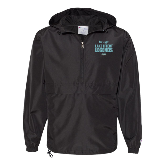 lake-effect-legends-let-s-go-champion-unisex-packable-anorak-jacket — Black — Front — source sha256 c53452930a797ff60773158baa5d8ffefabfede6209a750b0bcfdaa9edb4111b — Color position 1