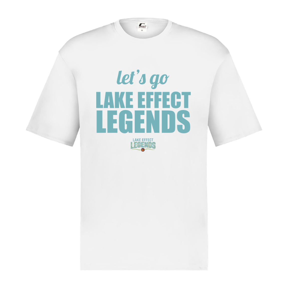 lake-effect-legends-let-s-go-c2-mens-performance-short-sleeve-tee — White — Front — source sha256 e1ff50d7ccc765adf4a334311ced6e6c5ee587942494f1d04d7a1a82e70d85f9 — Color position 4