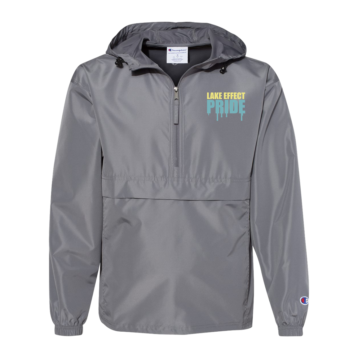 lake-effect-legends-pride-drip-champion-unisex-packable-anorak-jacket — Graphite — Front — source sha256 018331b4c9eaf6f6c56bc3e350d478c2e1152fd7ee0fa631c38d48c6935fb1cd — Color position 2