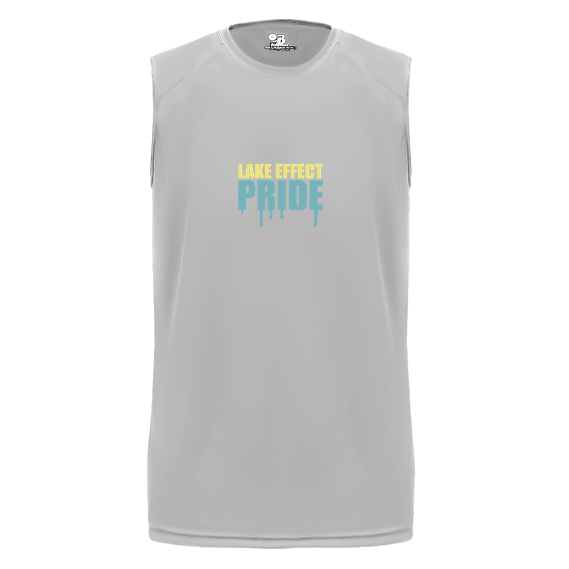 lake-effect-legends-pride-drip-badger-b-core-sleeveless-performance-tee — Silver — Front — source sha256 05151a4d0695ca8fbacb4f9cae55384f64942d4d73608cbe43fdec56a00f88cf — Color position 3