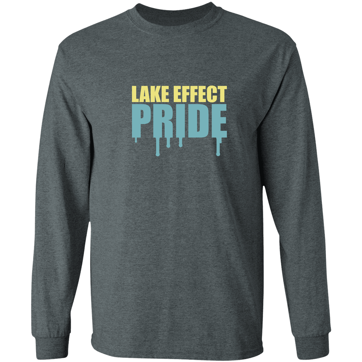 lake-effect-legends-pride-drip-gildan-ls-t-shirt-5-3-oz — Dark Heather — Front — source sha256 241896fb34bd235b59040143ac80d88cd438ee2ba3e27ae1ab53534f9852ae85 — Color position 2