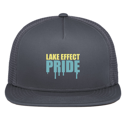 lake-effect-legends-pride-drip-pacific-headwear-d-series-5-panel-trucker-snapback-cap — Graphite — Front — source sha256 50f43b3d213f5ffb64c25bd8efcba9dd8e65ffbb934899403a95b1c58f699894 — Color position 3