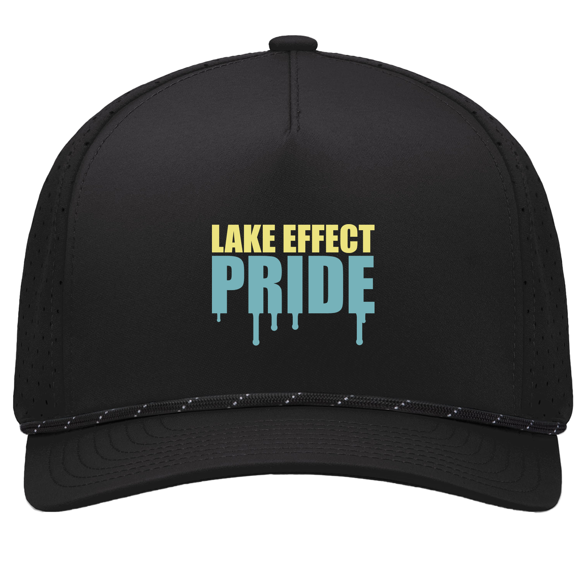 lake-effect-legends-pride-drip-pacific-headwear-weekender-perforated-snapback-cap — Black/Black — Front — source sha256 83814a94451c80b31ae3f7a088ec166d3f7acac76fd009b8b8385e069c91a605 — Color position 1