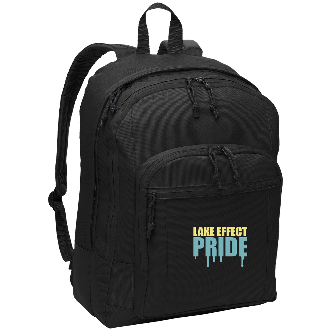 lake-effect-legends-pride-drip-port-authority-basic-backpack — Black — Front — source sha256 8b855d5c5896e5d8a3e8bbf2cb7c4601a4ae6d0d638c869eb4b79136142b9aa7 — Color position 1
