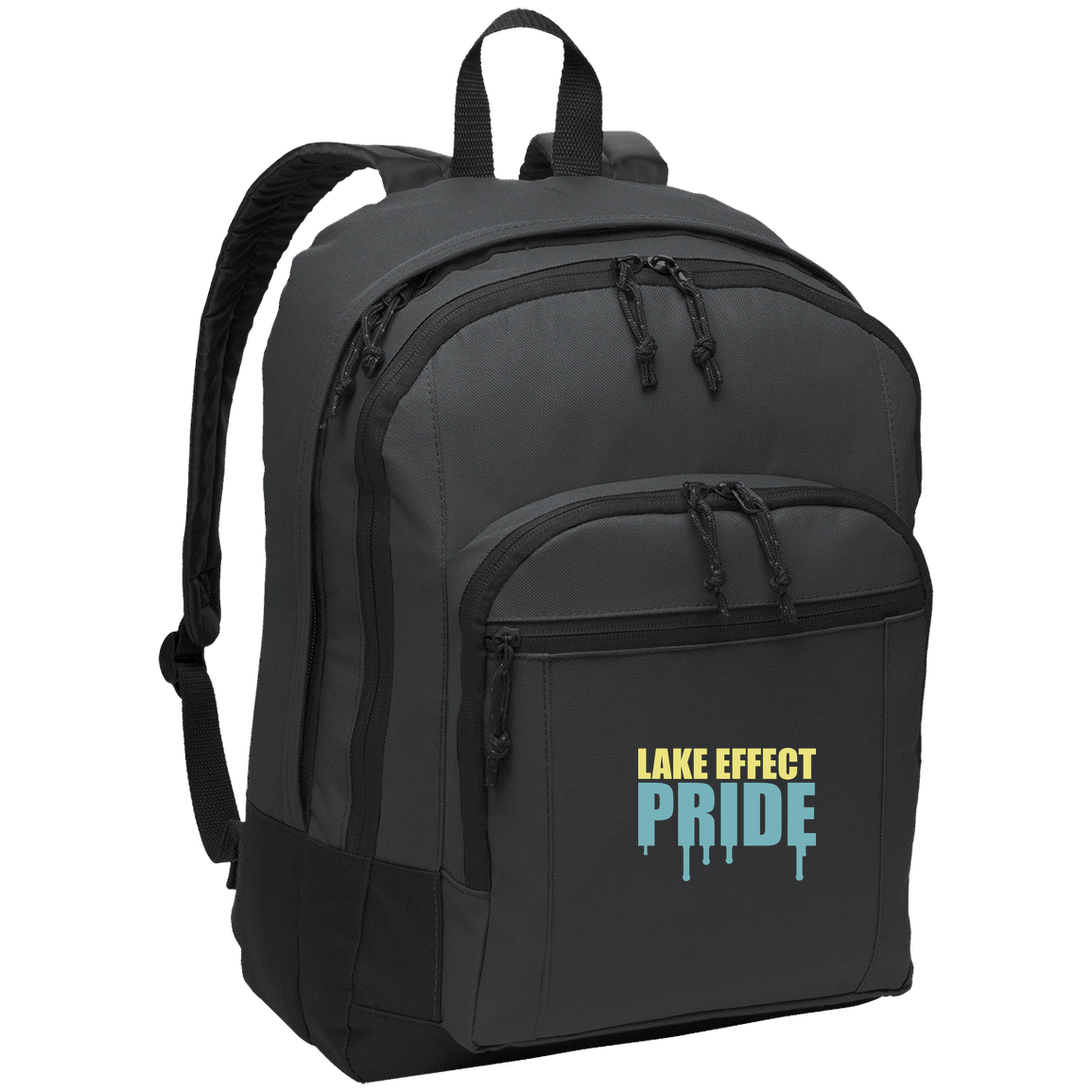 lake-effect-legends-pride-drip-port-authority-basic-backpack — Dark Charcoal — Front — source sha256 ac6bb7fd6a4efb1ca96fd68a780fcd0dc72fe855624956fe5cc95f9e516234d4 — Color position 2