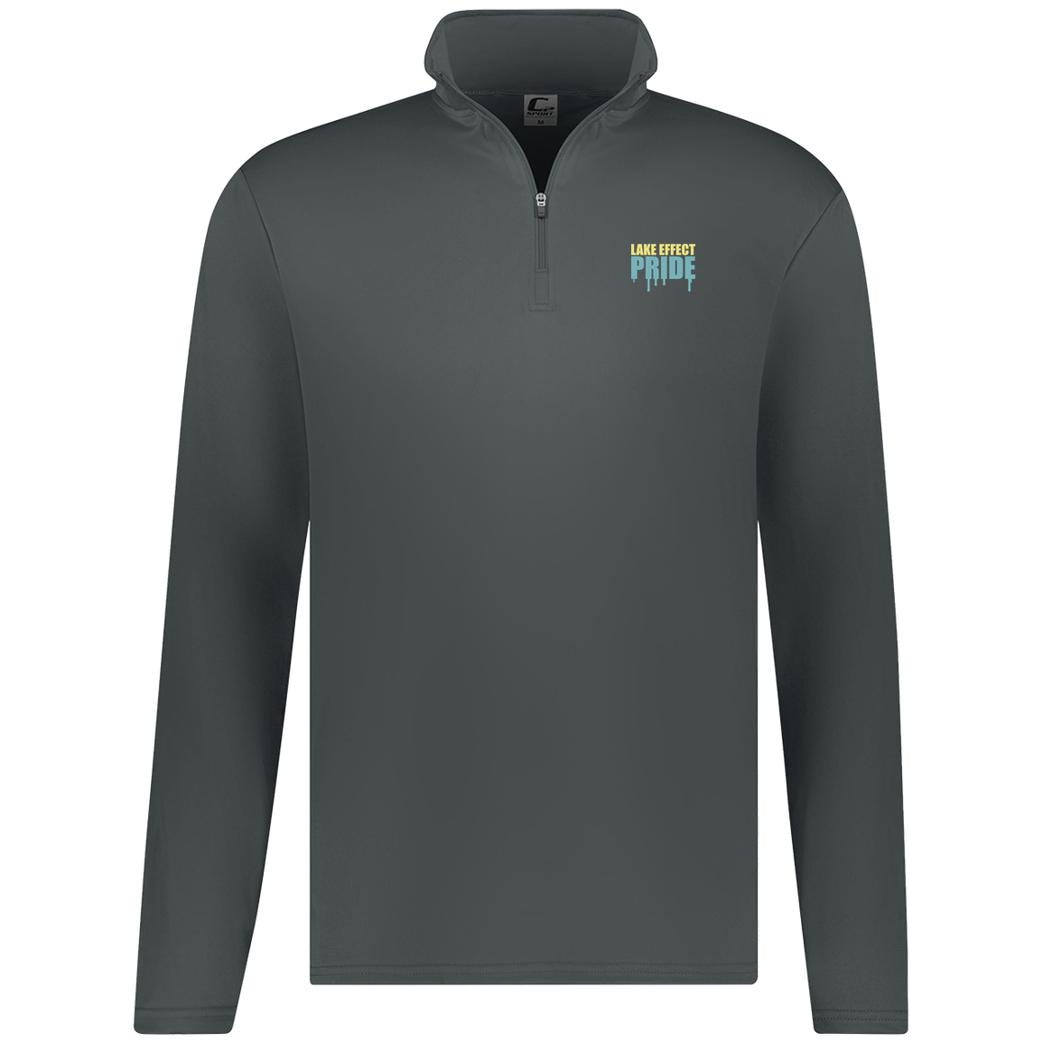 lake-effect-legends-pride-drip-c2-mens-1-4-zip-pullover — Graphite — Front — source sha256 b738955cbfc245bae8e947bd0c1379db3bacf8936722692cfb8b637f0fc7a740 — Color position 4