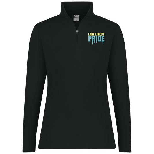 lake-effect-legends-pride-drip-c2-womens-1-4-zip-pullover — Black — Front — source sha256 e4bae801370f118b8053c81948686af51c6812d5c1ddec3992bbd80b163d913d — Color position 1