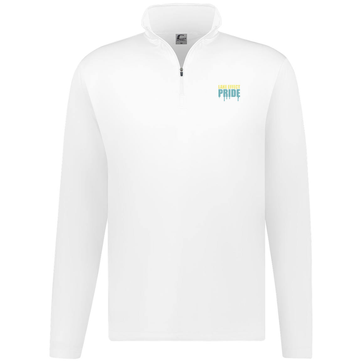 lake-effect-legends-pride-drip-c2-mens-1-4-zip-pullover — White — Front — source sha256 ee323d3168bf57d747e2ba0a162d8adfe83031b2ded4ecd20ed6fa3f280b5cb9 — Color position 3