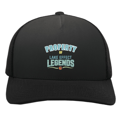 lake-effect-legends-property-of-pacific-headwear-5-panel-trucker-snapback-cap — Black/Black — Front — source sha256 7067979fec8f05fd14382d555a7f71574d248fa37bac579ffed66ee10f49c034 — Color position 3