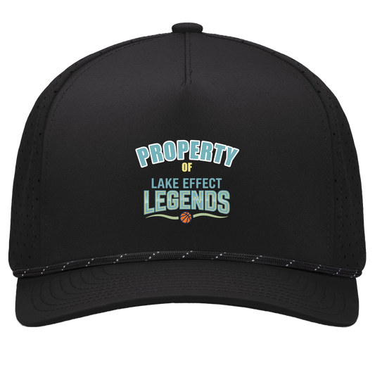 lake-effect-legends-property-of-pacific-headwear-weekender-perforated-snapback-cap — Black/Black — Front — source sha256 951245f35cd4d3c1d70288a059fcd5ba785efec893347e827170b33e1c5a4902 — Color position 1