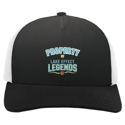 lake-effect-legends-property-of-pacific-headwear-5-panel-trucker-snapback-cap — Black/White — Front — source sha256 9fc3072c1bd1d43149e8d75f0034f62445648d675d4689d46d5c196637cc7e23 — Color position 4