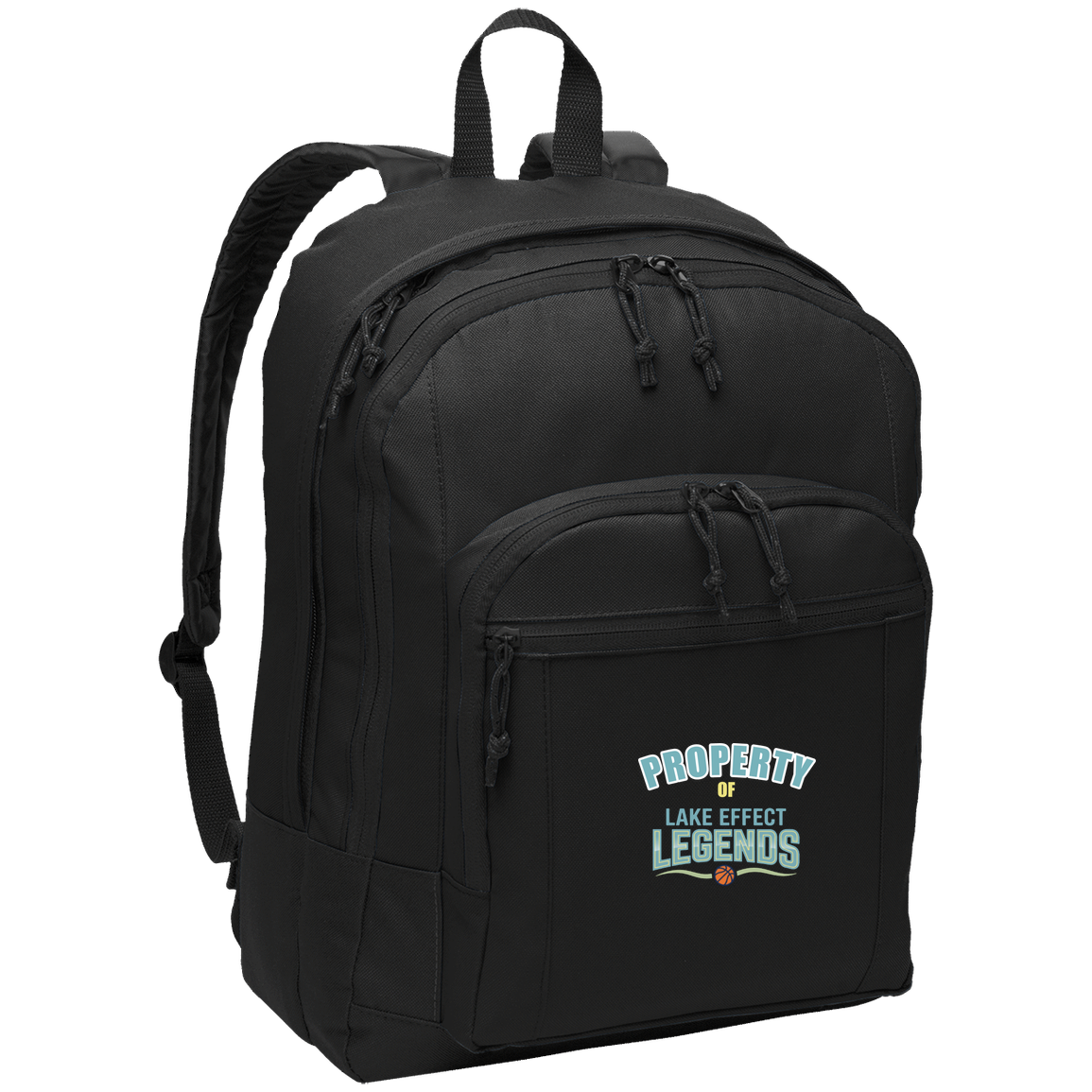 lake-effect-legends-property-of-port-authority-basic-backpack — Black — Front — source sha256 f6bb3e006ec7111bf5a10ff1a72bee4f378a20c7c0ec11a372cf2999c5c3b30c — Color position 1