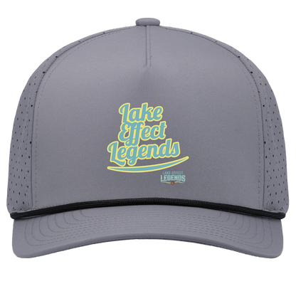 lake-effect-legends-retro-script-pacific-headwear-weekender-perforated-snapback-cap — Graphite/Black — Front — source sha256 0cd9a59e2b612a788e0846f8d32beefc93b2ac97544f9d561f3f5a21b6d278b2 — Color position 3