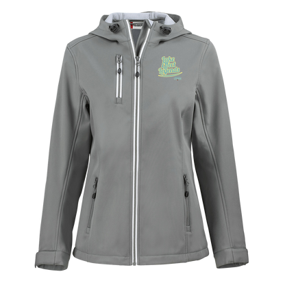 lake-effect-legends-retro-script-clique-womens-eco-stretch-softshell-jacket — Slate — Front — source sha256 1a3b420fa80b622f84dc33f84843ad748cf6d221f27abe6d61b3d4008ad20ad4 — Color position 2