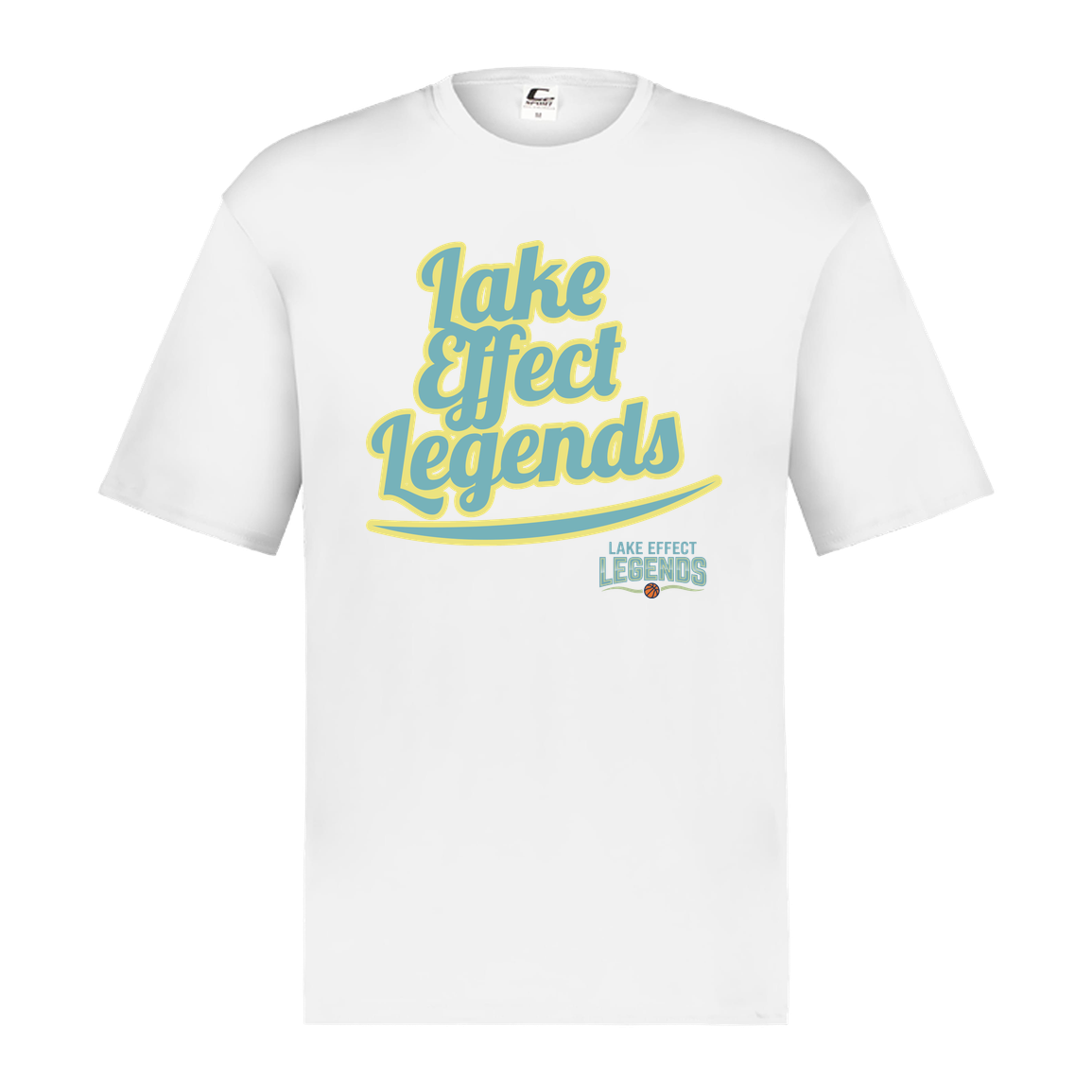 lake-effect-legends-retro-script-c2-mens-performance-short-sleeve-tee — White — Front — source sha256 23986c0a1de9547a404b82cc5901e38f92e4f636100c67da491f7a9f058d5bbd — Color position 4