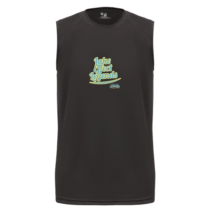 lake-effect-legends-retro-script-badger-b-core-sleeveless-performance-tee — Black — Front — source sha256 698928bd6400f6d7f83dfaff679011576ebfe59a1a050aec760da8dbae0e9590 — Color position 1