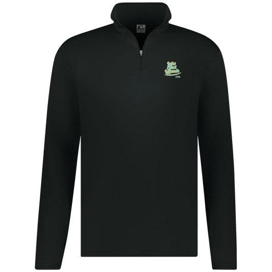 lake-effect-legends-retro-script-c2-mens-1-4-zip-pullover — Black — Front — source sha256 78b62d2a62c039183844e134c3c9502a67e72c7f2dc6ec8b0ff9a5947ba4e8b4 — Color position 1