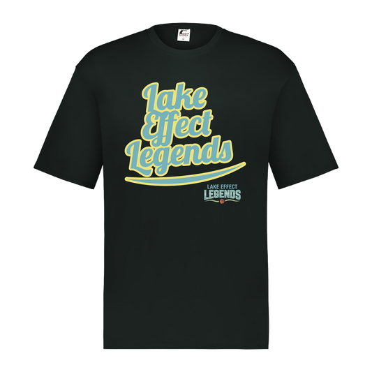 lake-effect-legends-retro-script-c2-mens-performance-short-sleeve-tee — Black — Front — source sha256 859aacfe04d0f431b24358e92b3cad44c7b7f8ba350ecbf21909e5479b514911 — Color position 1